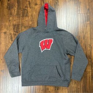 WISCONSIN BADGERS Adult Hoodie Hooded Sweatshirt Colosseum Gray Size XL